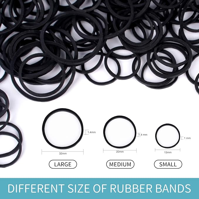 HOYOLS 3/4” Inches Black Hair Rubber Bands for Hair Ties Small Mini Elastics Bands Large Braiding Ponytail Holders for Baby Toddler Girls Kids No Damage 600pcs (M) Latex-Free