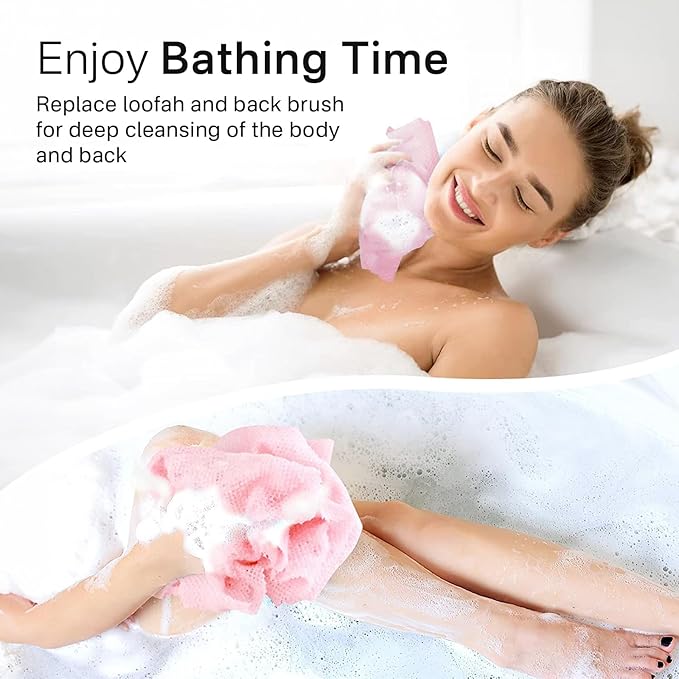 Yiclick Exfoliating Washcloth Towel, Japanese Exfoliating Wash Cloth, Korean Body Scrubber Exfoliator, Back Scrubber Washer for Shower Bath, Body Scrub African Net Sponge Loofah Luffa Colors