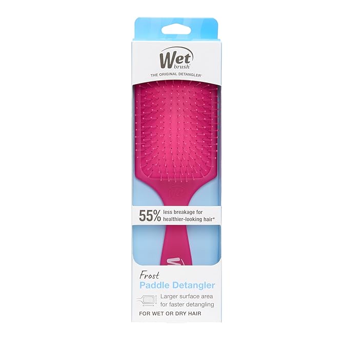 Wet Brush Paddle Detangler Hair Brush, Pink Frost - Ultra-Soft IntelliFlex Detangling Bristles with AquaVent Design - Spread Hair Treatments Evenly - Glides Through Tangles For All Hair Types