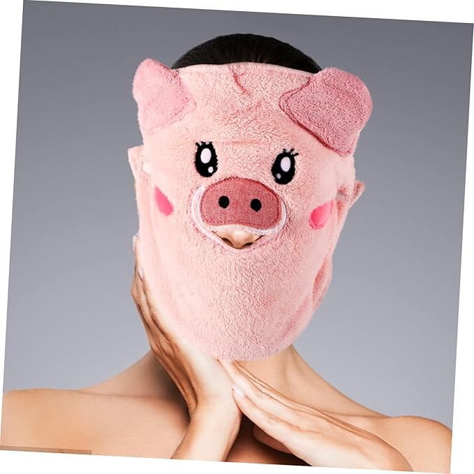 Face Steaming Towel for Skin Care Reusable Cartoon Pig Facial Mask Moisturizing Hot Cold Compress for Home Use Beauty Salons Versatile Face Drying