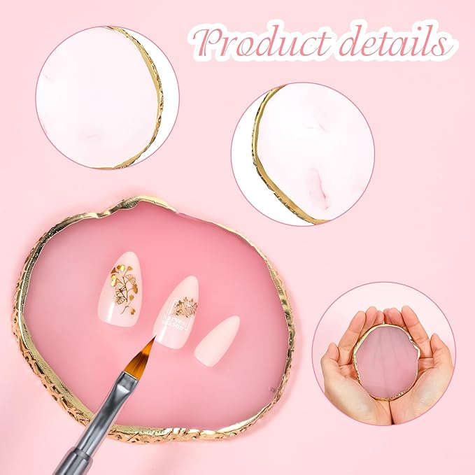 Nail Art Palette, 1 Pcs Resin Nail Plates for Nail Art Gilded Edge Nail Polish Palette Small Nail Polish Mixing Plate Makeup Display Board for DIY Nail Art Design