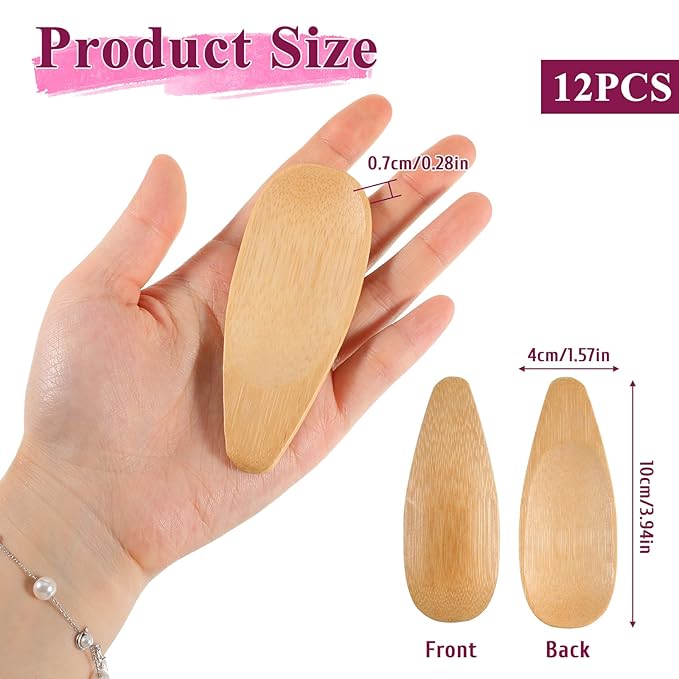 12 pcs Bamboo Deodorant Cream Applicators Multi-functional Facial Applicator Portable Clay Mask Applicators Makeup Beauty Tool Set Face Mask Spatula Beauty Spa Mini Spoon for Mud Cosmetic Reusable