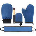 Boao 5 Pieces Self Tanning Mitt Applicator Kit, Includes Tanning Mitt, Exfoliating Glove, Mini Face Glove, Back Lotion Applicator, and Large Brush Makeup (Navy Blue)