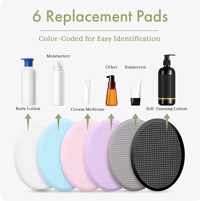AmazerBath 6 PCS Lotion Applicator Replacement Pads, Back Sunscreen Applicator for Kids, Elderly, Women, Apply Cream Medicine Skin Cream Moisturizer Sunscreen Tanner, Handle Not Included, Colorful