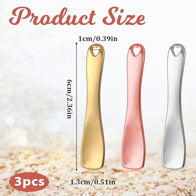 3 PCS Mini Metal Makeup Spatula, Reusable Skin Care Cosmetic Spatula Facial Applicator Tool Beauty Spatula Cosmetic Spatula for Face Mask Cream Lotions Moisturizers(Silver Gold Rose Gold)