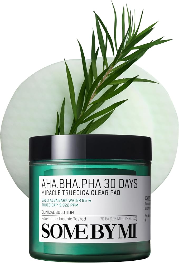 SOME BY MI AHA BHA PHA 30 Days Miracle Truecica Clear Pad – 70 Pads – Korean Exfoliating Centella Face Toner Pads – Gently Clears Impurities, Refines Pores & Smooths Skin Texture – Korean Skin Care