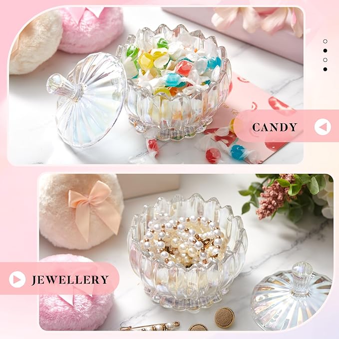 Tioncy 3 Pcs Large Body Powder Puff and Container Valentine's Day gift Powder Container with Puff Crystal Case Soft Washable Reusable Velour Face Body Glitter Wet Dry Makeup(Scalloped,Glitter)