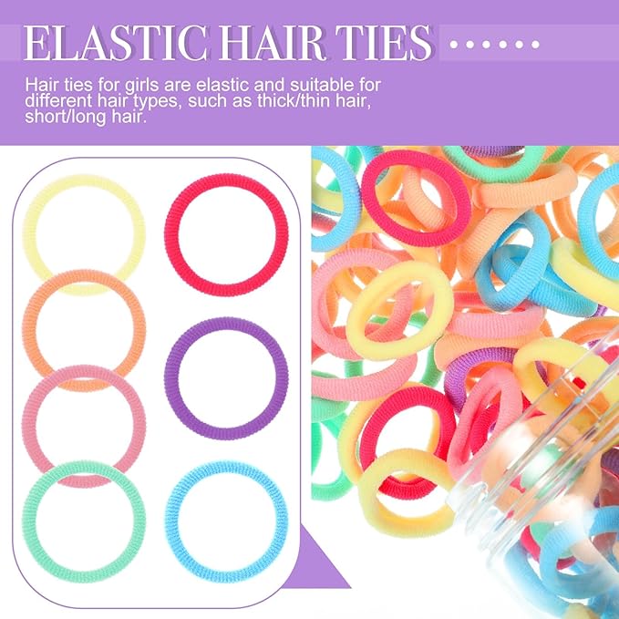 150 Pack Soft Seamless Hair Bands and Ponytail Holders - Elastic No Damage Hair Accessories for Girls and Toddlers