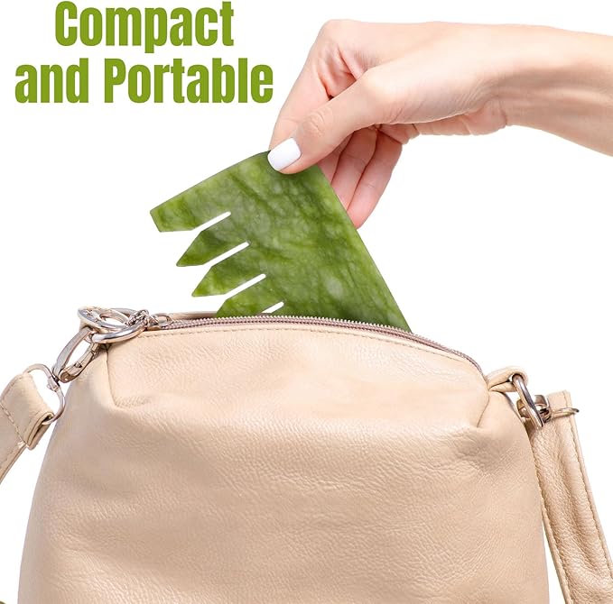 Geiserailie 2 Pcs Jade Combs Esthetician Supplies Massage Stone Hair Gua Sha Scraping Scalp Comb Facial Massage Tool Handheld Head Tools Head Caring Therapy Mother's Day for Women(Stylish Style)