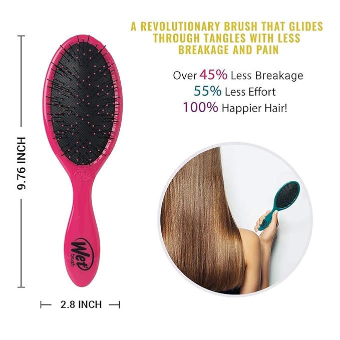 Wet Brush Original Detangler for Thick Hair - Exclusive Ultra-soft IntelliFlex Bristles - For All Hair Types, Women, Men, Wet and Dry Use - Pink, 1 Count (Pack of 2)