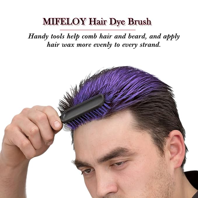 Temporary Purple Hair Spray Color Wax with Dye Brush, Instant Natural Violet Hairstyle Cream 4.23 oz, Disposable Coloring Mud for Men Women, Washable Styling Pomades, Party Cosplay DIY Halloween