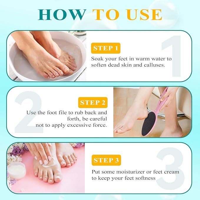 Glass Foot File, Foot Scrubber for Hard Skin Remover - Foot Callus Remover, Pedicure Tools for Feet Dead Skin, Foot Care for Women and Men, Gentle Effective Heel Scraper (Pink)