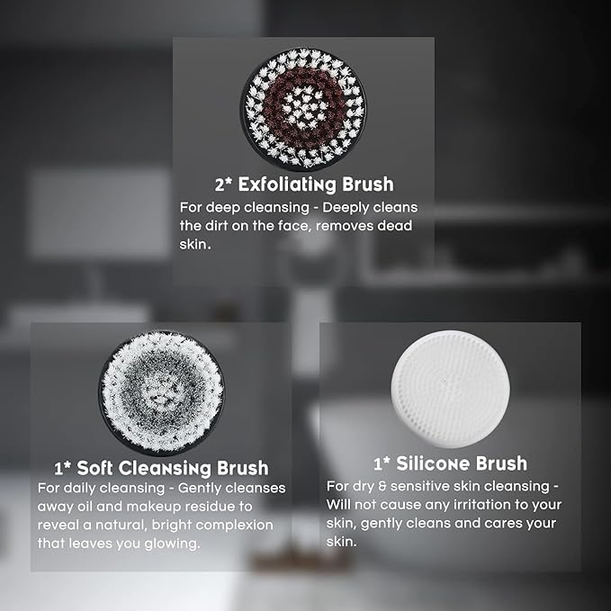 4 Replacement Brush Heads for Model OR-9088 Facial Cleansing Brush Deep Pore Cleansing Gentle Exfoliating & Remove Blackhead Acne Exfoliating Soft Head Set