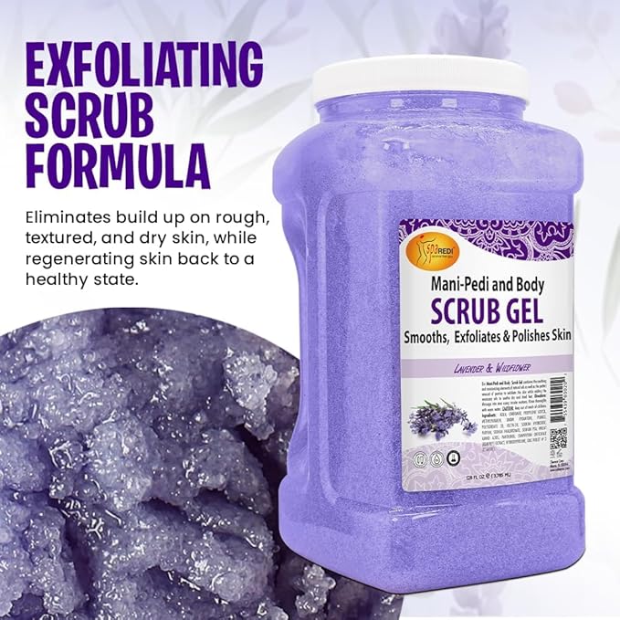 SPA REDI Exfoliating Body & Skincare Treatment – Multi-Purpose Professional & At-Home Skin Refinement | Exfoliate. Hydrate. Transform for Holistic Transformation | Lavender & Wildflower 128 Oz