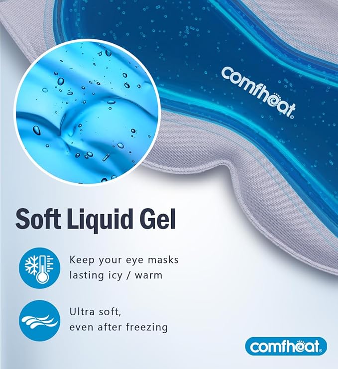 3D Cooling Sleep Mask Blackout Gel Eye Mask for Cold Hot Compress, Cooling Weighted Eye Mask for Sleeping, Zero Eye Pressure, Ice Cold Pack, Cold Compress for Puffy Eyes