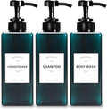 16.9oz Set of 3 Refillable Shower Dispensers, Black, Rectangular, PUMP DISPENSER