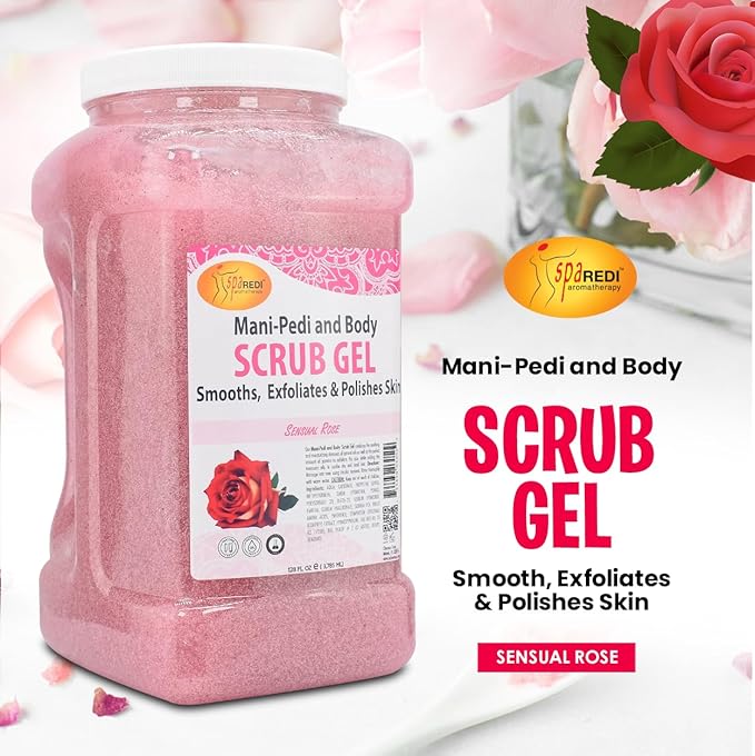 SPA REDI Professional Foot Scrub Gel – Dual-Action Pedicure Treatment | Dual-Action Skin Transformation for Softer, Nourished Feet & Elevated Client Satisfaction (128oz Gallon)