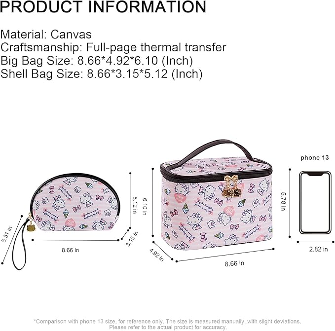 AmBealla Cosmetic Bag Large Makeup Bags Pink Travel Case with Makeup Brush Holder,2PCS Cosmetic Organizer for Women,Toiletry Storage Bag for Skincare&Beauty Tools Sweet Cute for Girls