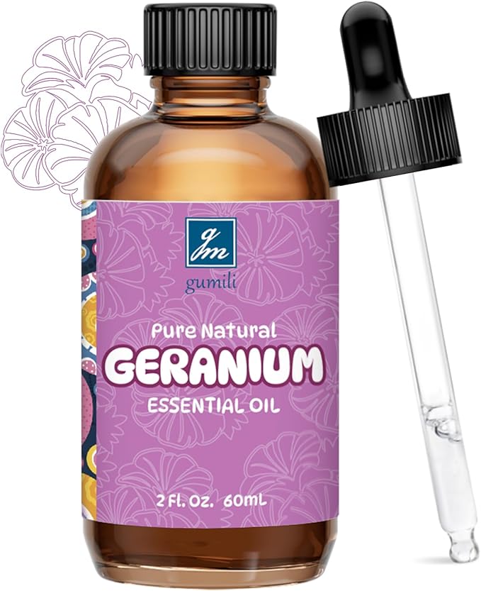 Geranium Essential Oil 2 Oz, Pure Geranium Oil for Skin, Hair, Diffuser, DIY Projects