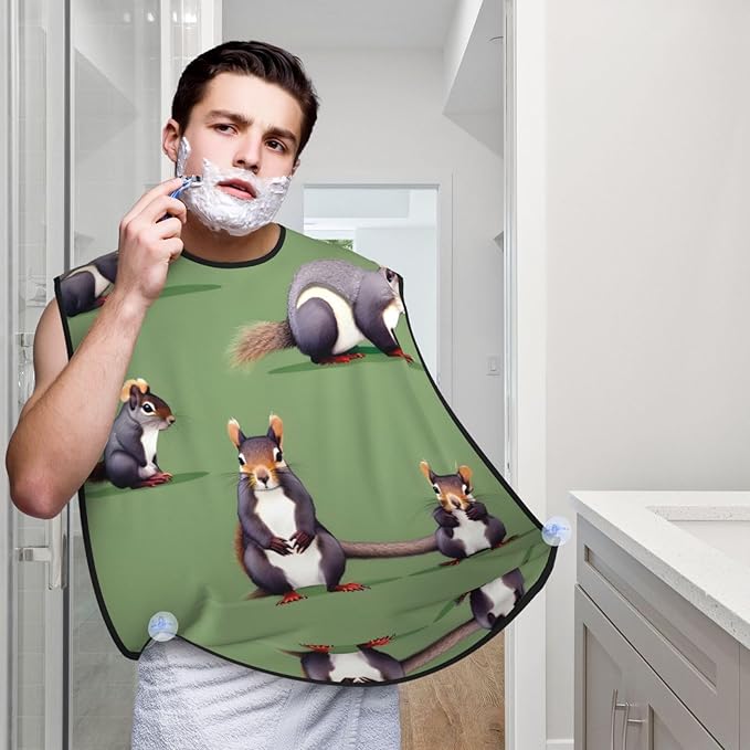 Purple And Teal Flowers Print Beard Bib Shaving Apron, Beard Hair Trimming Cape Gift For Dad