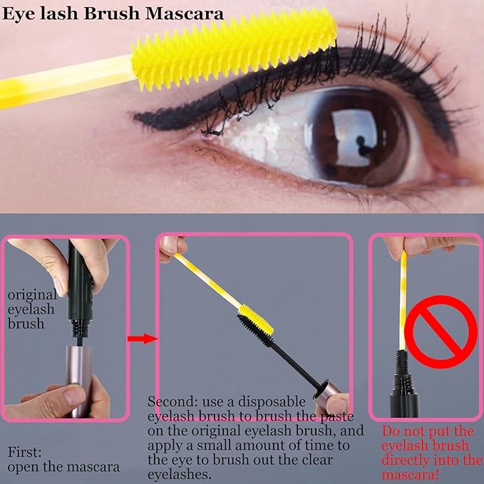 BIHRTC 100PCS Eyelashs Brush Mascara Wands Disposable Lip Applicators liner Brushes Makeup Tools Lip Brushes Eyelash Spoolies for Women Girls Salon Beauty Cosmetic Make Up Tool