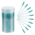 CHEFBEE 100PCS Disposable Eyelash Brush, Mascara Wands Makeup Brushes Applicators Kits for Eyelash Extensions and Eyebrow with Container (Blue)