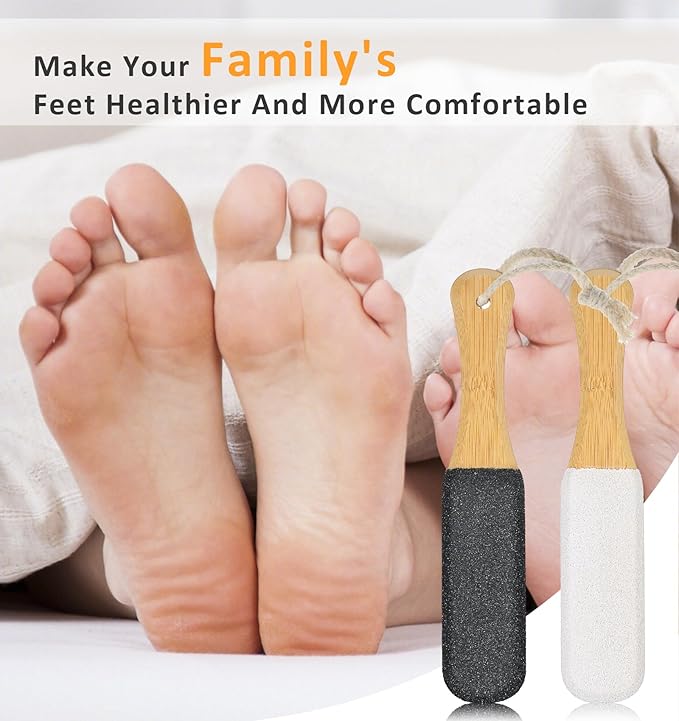2Pcs Pumice Stone for Feet, Callus Remover for Feet, Natural Pumice Stone for Cracked Heels, Dual-Use Wet/Dry, Long-Lasting & Eco-Friendly Feet Care
