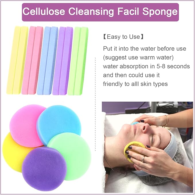 120 Count Compressed Facial Sponges, Face Cleansing Sponge for Estheticians Compress Exfoliating Spa Wash Round Makeup Removal Pads for Women