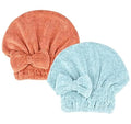 Microfiber Hair Drying Towels Head wrap with Bow-Knot Shower Cap Hair Turban hairWrap Bath Cap for Short or Curly Long & Wet Hair Gift for Women 2pack