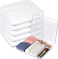 Sanwuta 6 Pcs Clear Hard Zipper Case Plastic Zipper Pouches Transparent Makeup Bag Pencil Case Pouches Toiletry Diaper Bag for Travel Toy Storage Organizer Bins(White,13.78 x 11.81 x 2 Inch)