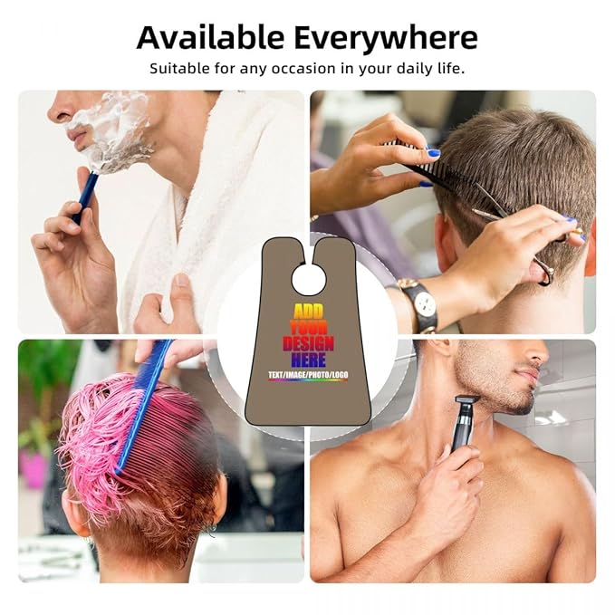 Personalized Custom Beard Bib Apron Design Your Photo Text Logo Beard Hair Catcher Non-Stick Beard Shave Capes for Trimming Shaving Brown Savana