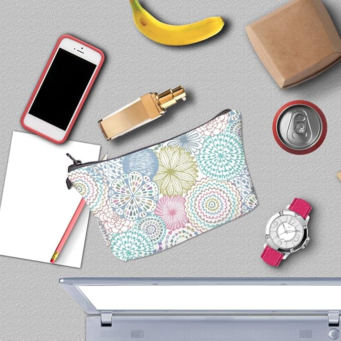 Deanfun Cosmetic Bag for Women, Mandala Flowers Waterproof Makeup Bags Roomy Toiletry Pouch Travel Accessories Gifts (51561)