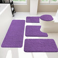 YIHOUSE Bathroom Rugs Mat Set 5 Piece Purple, Memory Foam Bath Mats Sets, Non Slip Water Absorbent Washable Bath Rugs for Sink, Toilet and Floor