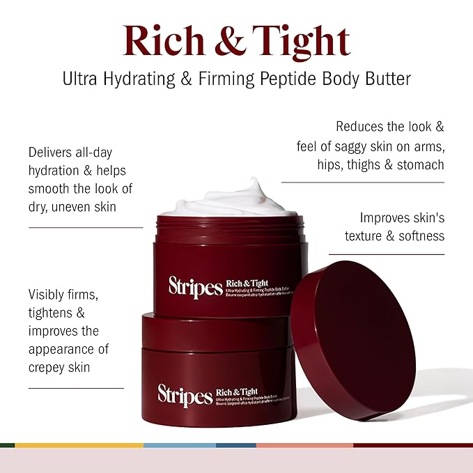 STRIPES Beauty (by Naomi Watts) - Rich & Tight Ultra Hydrating & Firming Peptide Body Butter with Ectoine and Squalane, Improves Skin Firmness, Texture and Tone, 16.48 oz