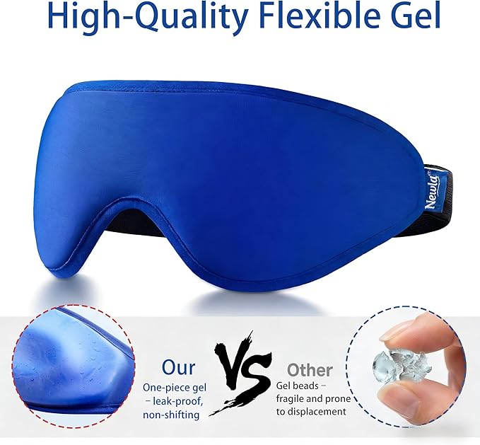 Upgraded Cooling Gel Eye Mask for Puffy Eyes: Larger Full-Eye Cover Design, Ice Cooling Relief, Reusable Cold Compress for Dark Circles, Eye Bags, Fatigue & Migraine (Blue)