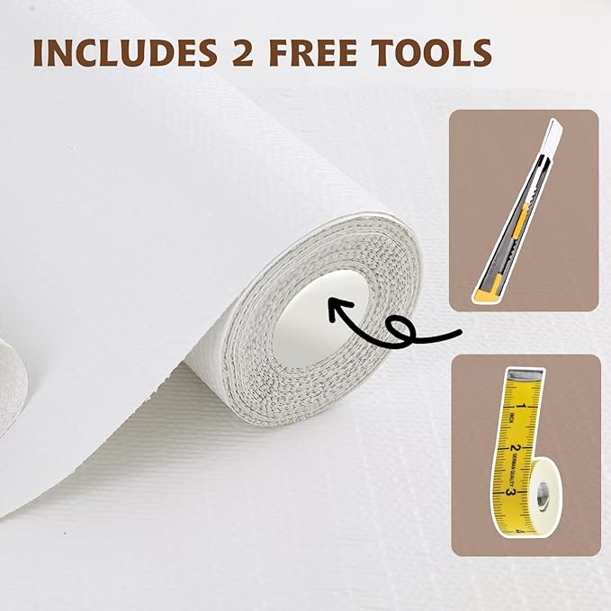 Shelf Liners for Kitchen Cabinets 23.6in x 39.37FT, Non Adhesive Drawer Liner Pure White Thickened Shelf Liner Non-Slip Easy to Clean for Tool Box Refrigerator with Knife and Tape Measure