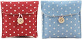 2 Pcs 1 Red and 1 Blue Sanitary Napkins Bag Menstrual Cup Pouch Nursing Pad Holder Cute Polka Dot Cotton 4.7x4.7 inch Washable Organizer Storage
