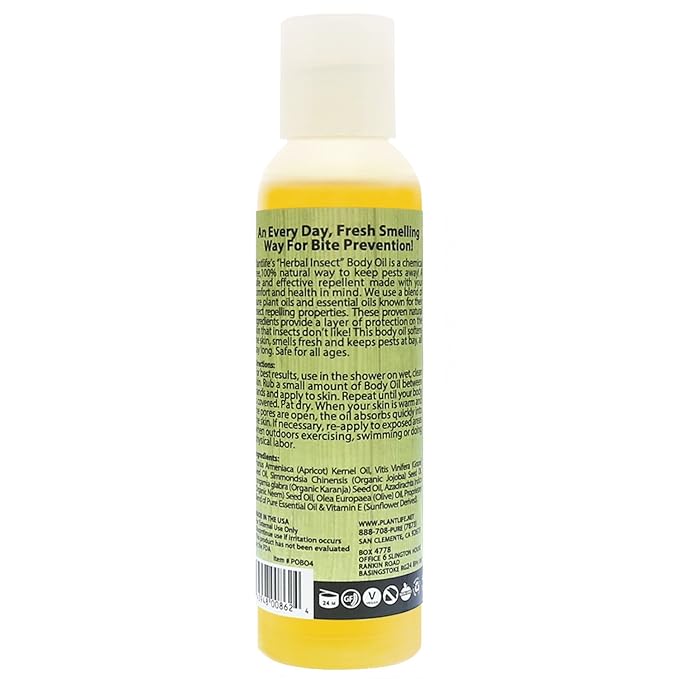 Plantlife Herbal Body Oil with Neem - Natural Aromatherapy - 4 oz