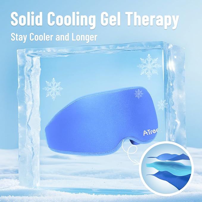 Cooling Eye Mask, Cold Eye Mask for Puffiness, Reusable Ice Eye Masks for Dark Circles, Puffy Eyes, Relieve Migraines and Headaches with Gel Eye Masks Therapy, Long-Lasting Comfort (Deep Blue of 3D)