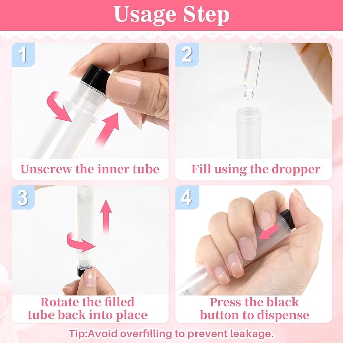 Cuticle Oil Pen Refillable - Empty Nail Oil Pen with Brush Tip Reusable Press Applicator Transparent Cosmetic Containers for Nail Oil Eyelash Growth Liquid Cosmetic Lip Gloss (3 Pack 6ml)