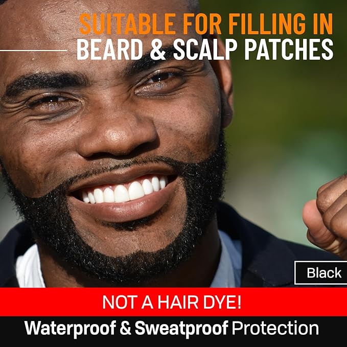 Beard Pen Filler for Men - Barber Styling Grooming Pencil - Waterproof, Sweat Proof, Long Lasting Solution with Natural Finish - Cover Beard and Scalp Patches in Seconds - Black 5 Pack