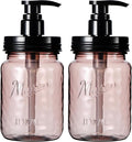 Amolliar 16 Oz Plastic Soap Dispenser, Refillable Hand Dish Soap Dispenser - Vintage Rose Bottle with Black Pump Lids, for Farmhouse Bathroom Kitchen, Includes 2 Extra Pump & Waterproof Label (2 Pack)
