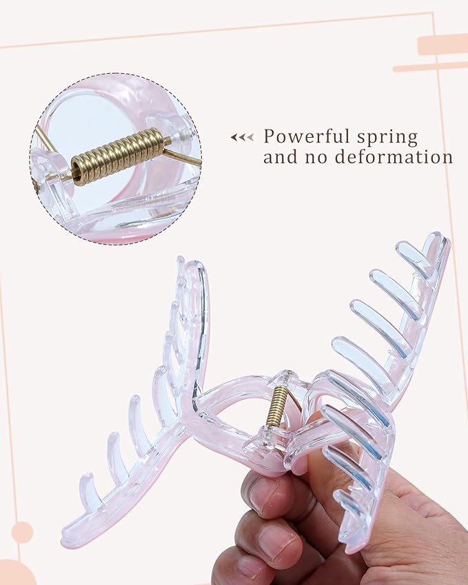 Molans 5Inch Large Hair Claw Clips 4 PCS for Women - Acrylic Hair Accessories for Thick Hair and Long Hair, Big Strong Durable Hair Applique, Oversized Non-slip Rectangle Butterfly Jaw Hair Clips