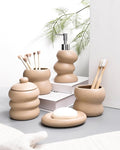 Bathroom Accessory Set 5PCS, Ceramic Bathroom Accessories Set, Irregular Shape Small Bathroom Sets Accessories Complete, Home Apartment Minimalist Decor Vanity Countertop, ANTIS'S HOME (Linen)