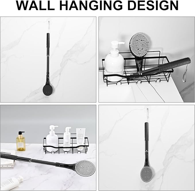 Back Scrubber for Shower,25" Long Handle Shower Brush for Body Exfoliator and Deep Clean,Back Washer for Shower for Men,Women and Elderly