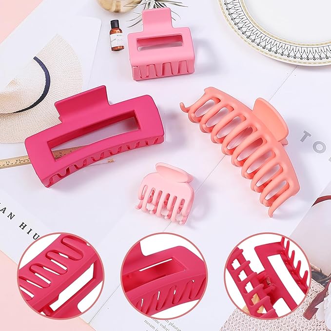Hair Claws 16 Pcs Hair Clips for Women Thin Thick Curly Hair Large and Small Matte Banana Clips Strong Hold Nonslip