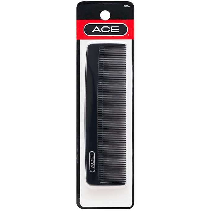 Goody Ace Classic Bobby Pocket and Purse Comb - 5 Inch, Black, Durable & Flexible Teeth, Suitable for All Hair Types, Fine Comb Teeth for Thin to Medium Hair