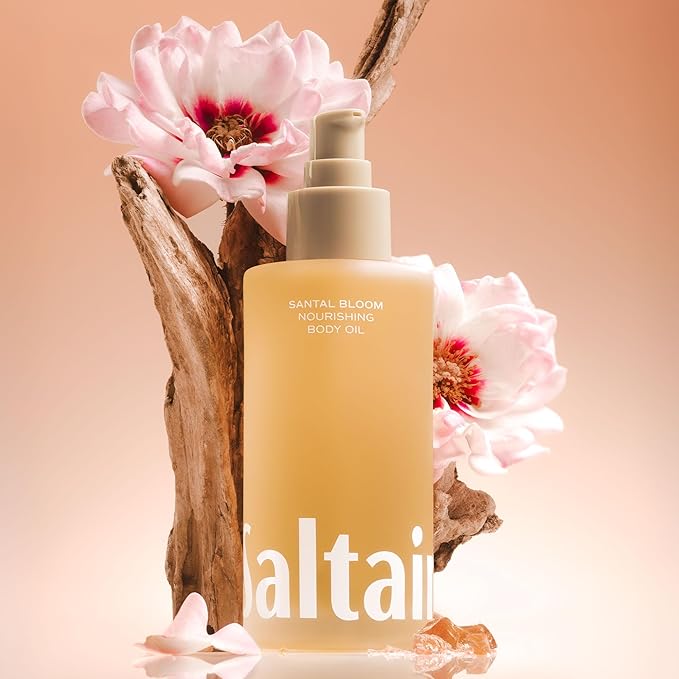 Saltair Body Oil - Luxurious Santal Bloom After Shower and Bath Oil for Women and Men. Botanical, Non-Greasy, Well-Absorbing Moisturizer for Hydrating Dry Skin – 4oz Pump Bottle