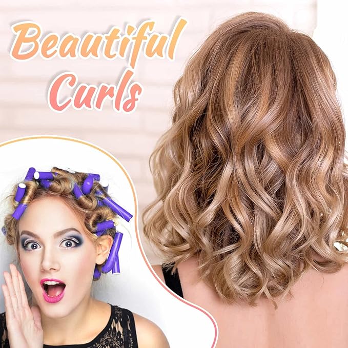30Pcs 9.45" Flexible Curling Rods No Heat Hair Rollers Curlers with 3 Sizes Foam Curlers Hair Rods for Long Hair