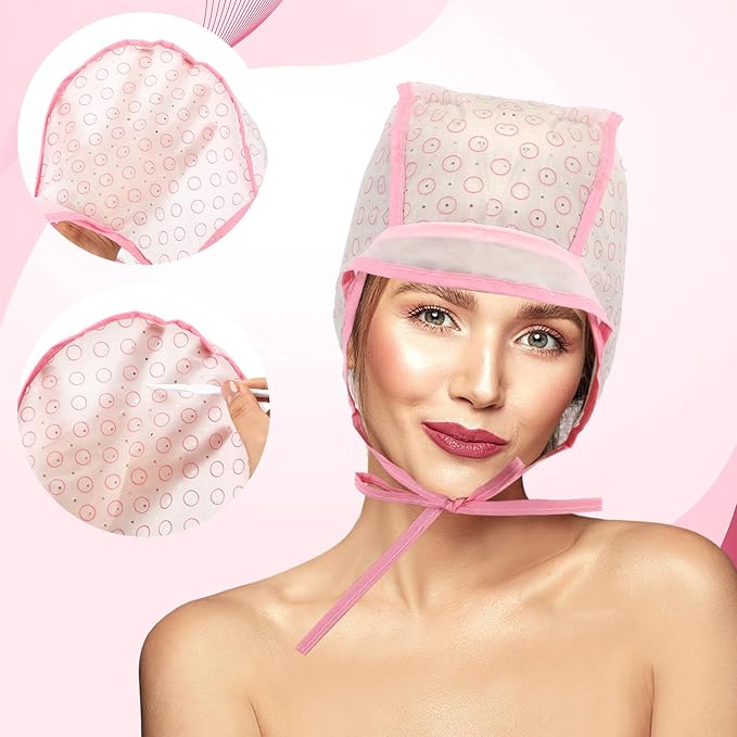 Hair Highlighting Cap Frosting Caps Kit Highlight Cap with Plastic Hooks for Hair Coloring Salon Dyeing Hairdressing Tool Kit Supplies(Pink)